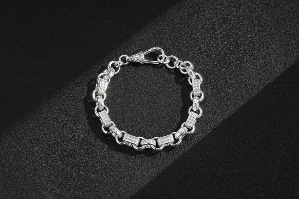 Silver Gypsy Link Bracelet - 10mm - Rhodium plated - Image 2