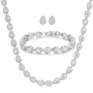 NEW - Silver Teardrop Tennis Set – Rhodium Plated