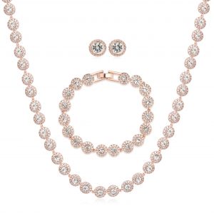 Premium Rose White Stone Crystal Tennis Set