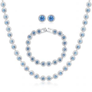 Silver Blue Tennis Jewellery Set