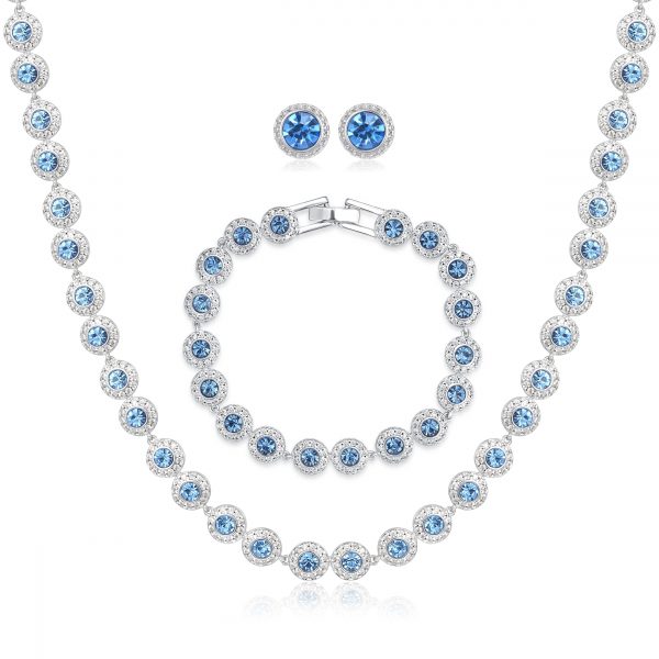Silver Blue Tennis Jewellery Set