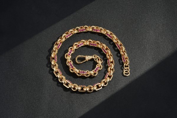 Pink 3-Stone Gypsy Necklace - Image 4