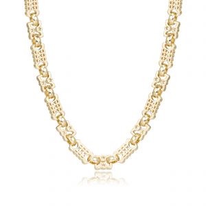 Chunky 12mm Stars and Bars Necklace Premium Gold-Filled