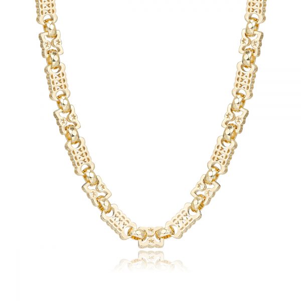 Chunky 12mm Stars and Bars Necklace Premium Gold-Filled