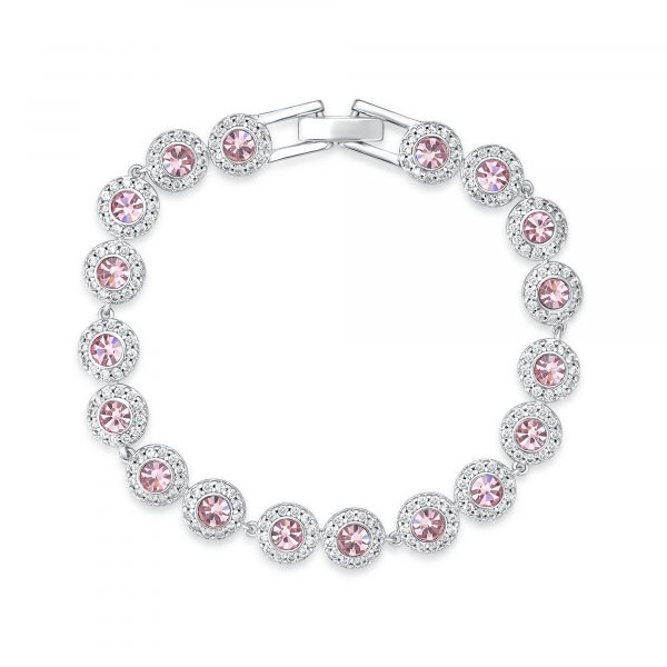 Pink Crystal Tennis Necklace Set - Image 4
