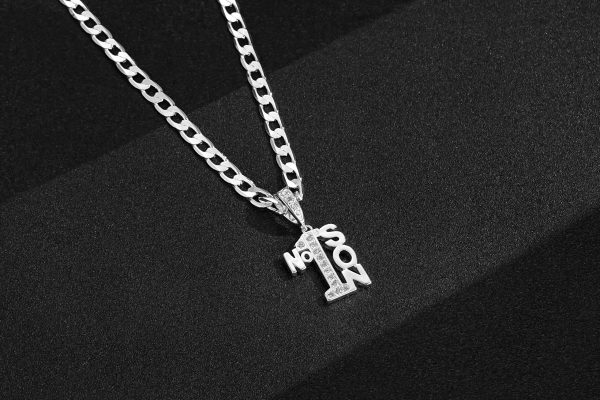 Silver Number 1 Son Necklace - Rhodium Plated - Image 2