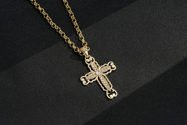 Premium Gold-Filled Cross with 5mm Belcher Chain - Image 2