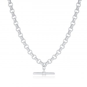 8mm T bar Necklace - Rhodium plated