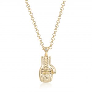 Premium Gold-Filled Boxing Glove Pendant on 4mm Belcher Chain