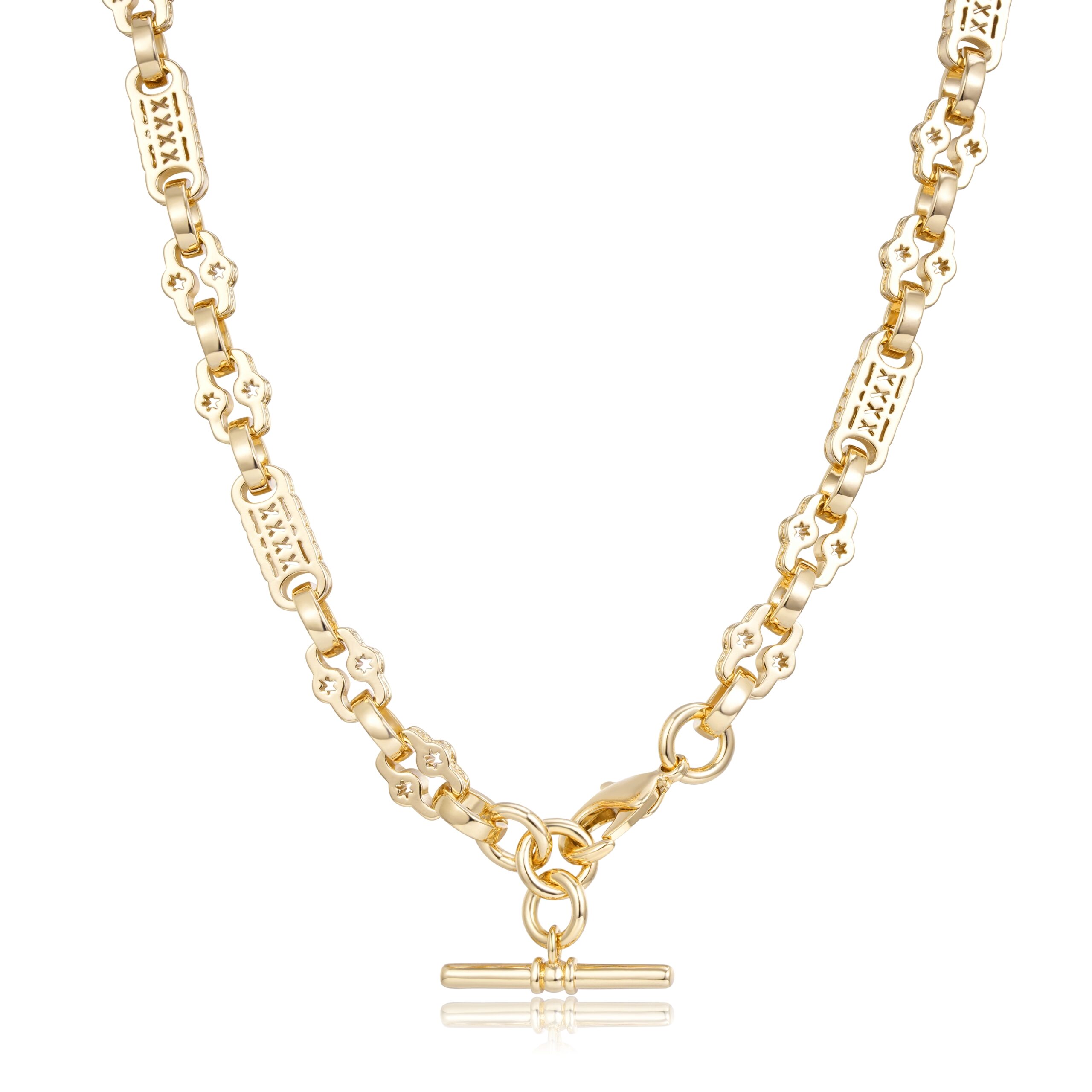 Premium 8mm Stars and Bars T-Bar Necklace - Image 4