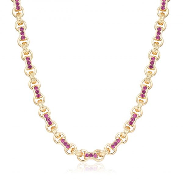 Pink 3-Stone Gypsy Necklace