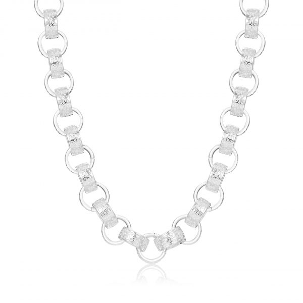 15mm Embossed Silver Belcher Necklace - Image 3