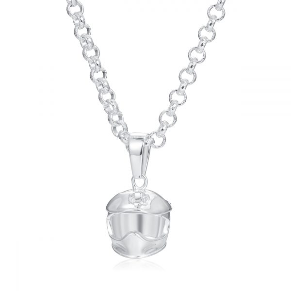 Bike Helmet Pendant on 6mm Silver Chain