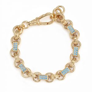 Premium 9ct Gold-Filled Baby Blue Gypsy Link Bracelet