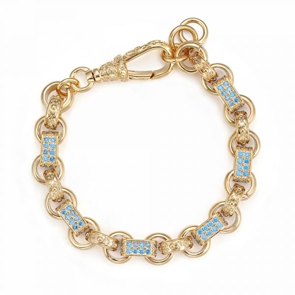 Premium 9ct Gold-Filled Baby Blue Gypsy Link Bracelet