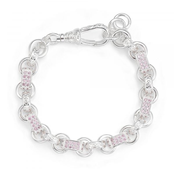 Premium Silver-Baby Pink Gypsy Link Bracelet