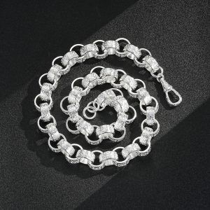 15mm Embossed Silver Belcher Necklace