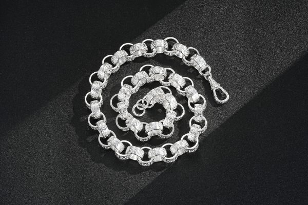 15mm Embossed Silver Belcher Necklace