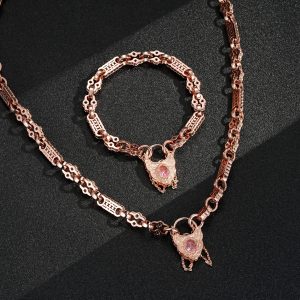 Rose Gold Premium Medium Stars and Bars with Pink Lock Set