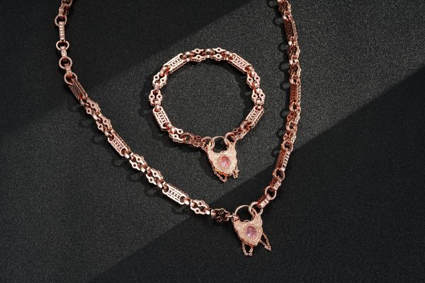 Rose Gold Premium Medium Stars and Bars with Pink Lock Set