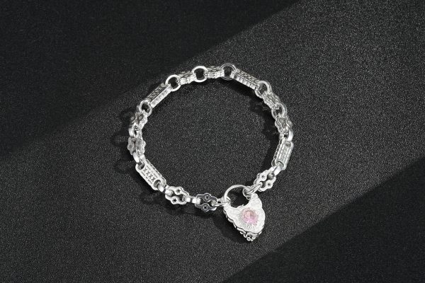 Premium Stars and Bars Bracelet with Pink Lock - Image 2