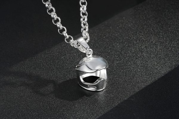 Bike Helmet Pendant on 6mm Silver Chain - Image 6