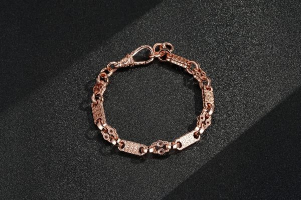 Premium Stars and Bars Bracelet with Albert Clasp - 7mm Rose Gold Filled - Image 2
