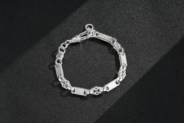Medium Stars and Bars Bracelet with Luxury Albert Clasp