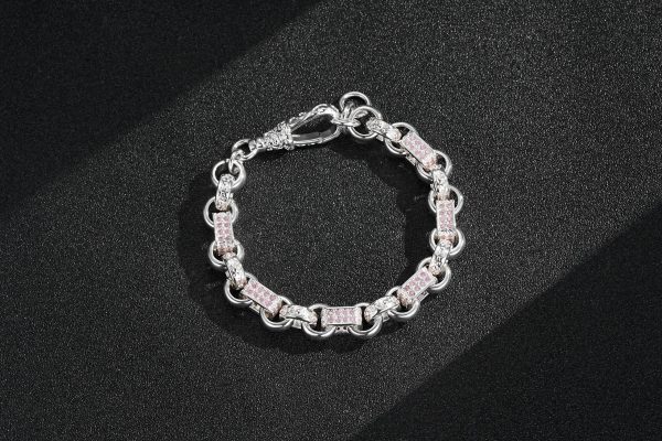 Premium Silver-Baby Pink Gypsy Link Bracelet - Image 4