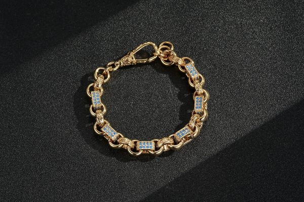 Premium 9ct Gold-Filled Baby Blue Gypsy Link Bracelet - Image 3