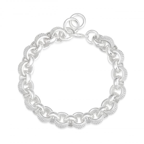 12mm Iced-Out Silver Belcher Bracelet - Rhodium Plated