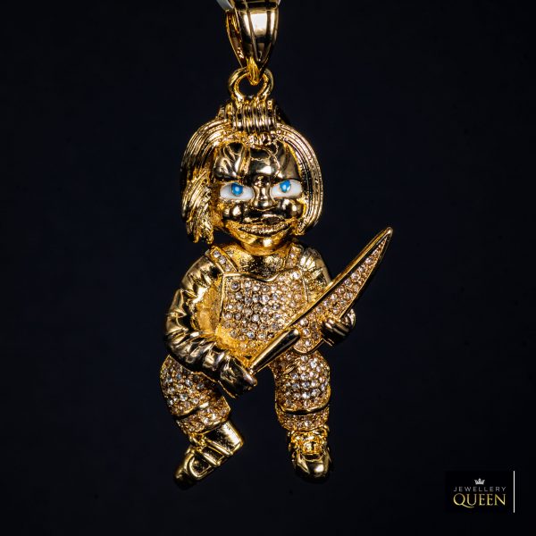 Chucky Horror Necklace on 8mm Gold Chain