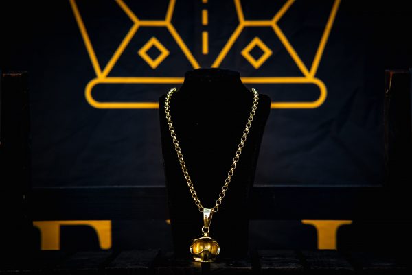 Bike Helmet Pendant on 6mm Gold Chain