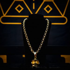 Bike Helmet Pendant on 8mm Gold Chain