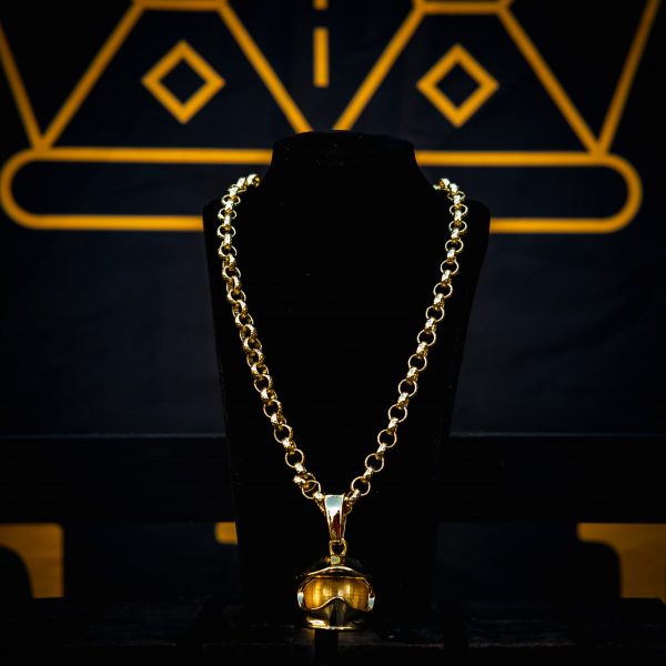 Bike Helmet Pendant on 8mm Gold Chain