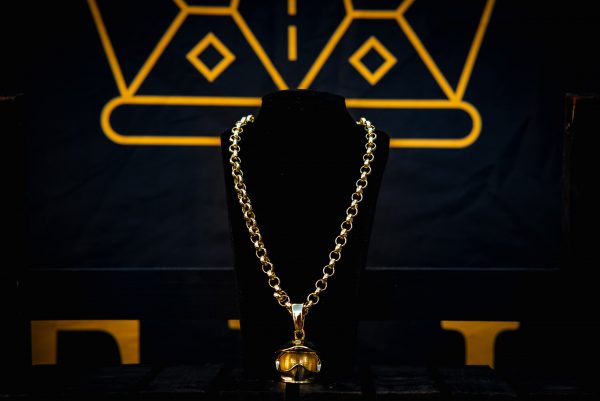 Bike Helmet Pendant on 8mm Gold Chain - Image 2