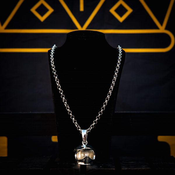 Bike Helmet Pendant on 6mm Silver Chain - Image 4