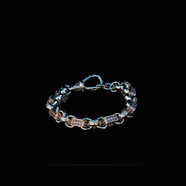 Premium Silver-Baby Pink Gypsy Link Bracelet - Image 2