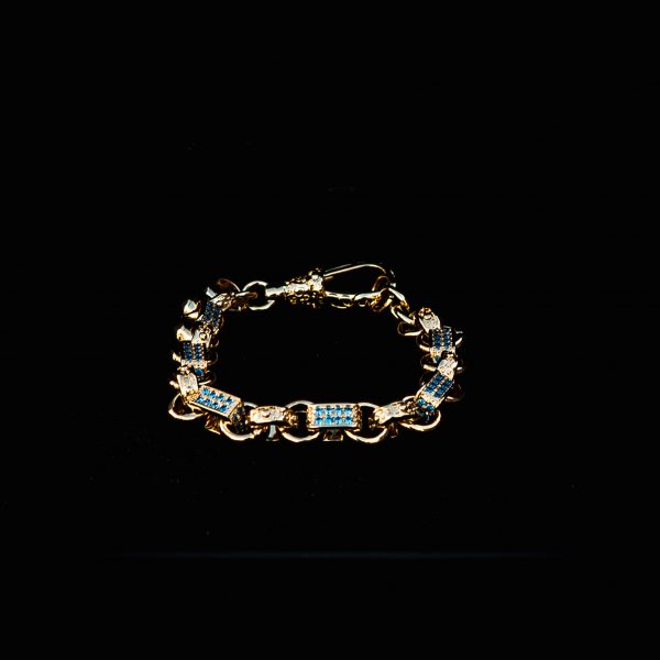 Premium 9ct Gold-Filled Gold and Green Gypsy Link Bracelet - Image 2