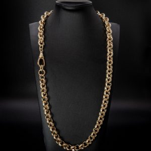 Luxury 24 Inch 12mm Gold-Filled Belcher Necklace with Albert Clasp