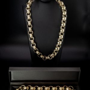9ct Gold-Filled Premium 15mm Belcher Bracelet with Albert Clasp