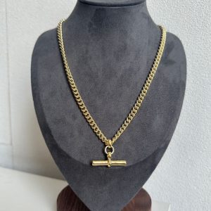 New Premium Gold-Filled T-Bar Necklace