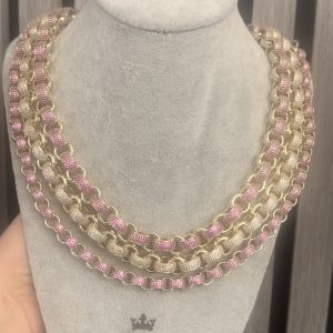 12mm Pink iced out set