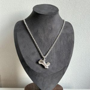Silver Football Necklace - Rhodium Plated