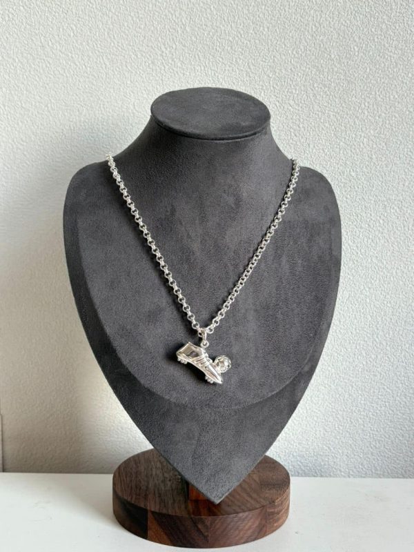 Silver Football Necklace - Rhodium Plated