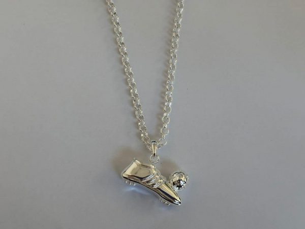 Silver Football Necklace - Rhodium Plated - Image 2