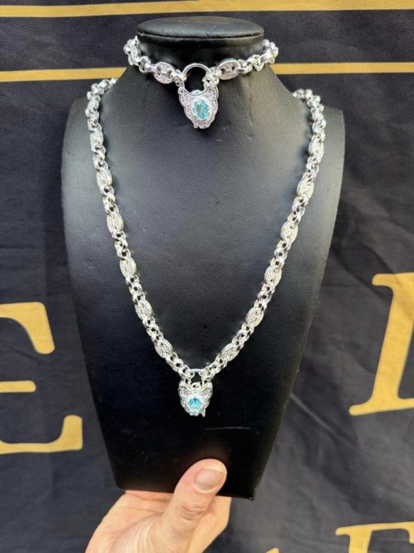 Aquamarine Petite Button Set - Rhodium Plated