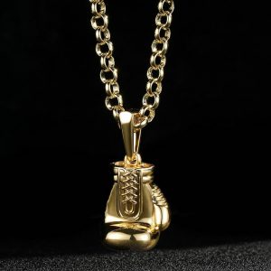 Luxury Boxing Glove Pendant with Larger Bail and 7mm Belcher Chain
