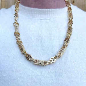 12mm Chunky Stars and Bars Necklace – 26 Inch