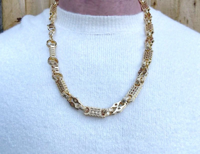 12mm Chunky Stars and Bars Necklace – 26 Inch